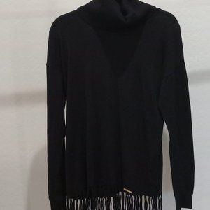 Michael Kors ong sleeve Cowl neck sweater with fringe.frin